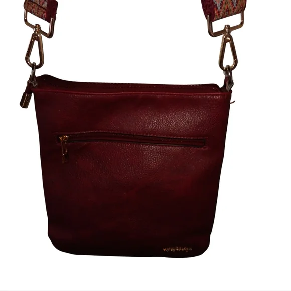 Montana West Crossbody Bag Western Strap Pockets Burgundy - Picture 3 of 11